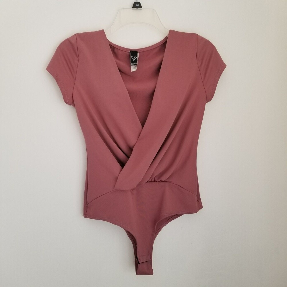 Windsor Body Suit Womens S Wrap Front Design Plunge V-Neck High Waist Snap Thong